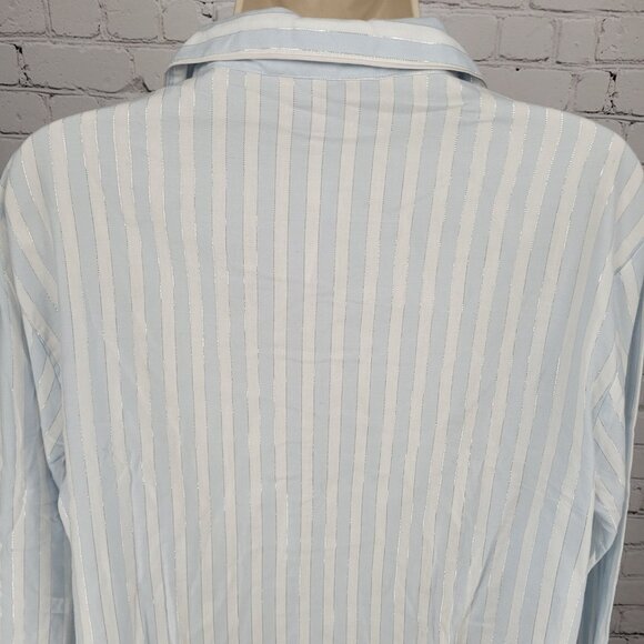 NWT Victoria's Secret White Blue Rhinestone Long Sleeve Pajama Top Large L - Picture 7 of 11